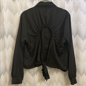 Chic Black Open-Back Blouse